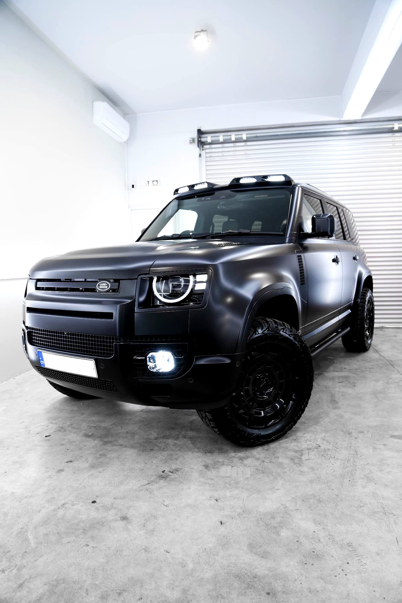 Matte black Land Rover Defender wrap by ProWrap Cyprus