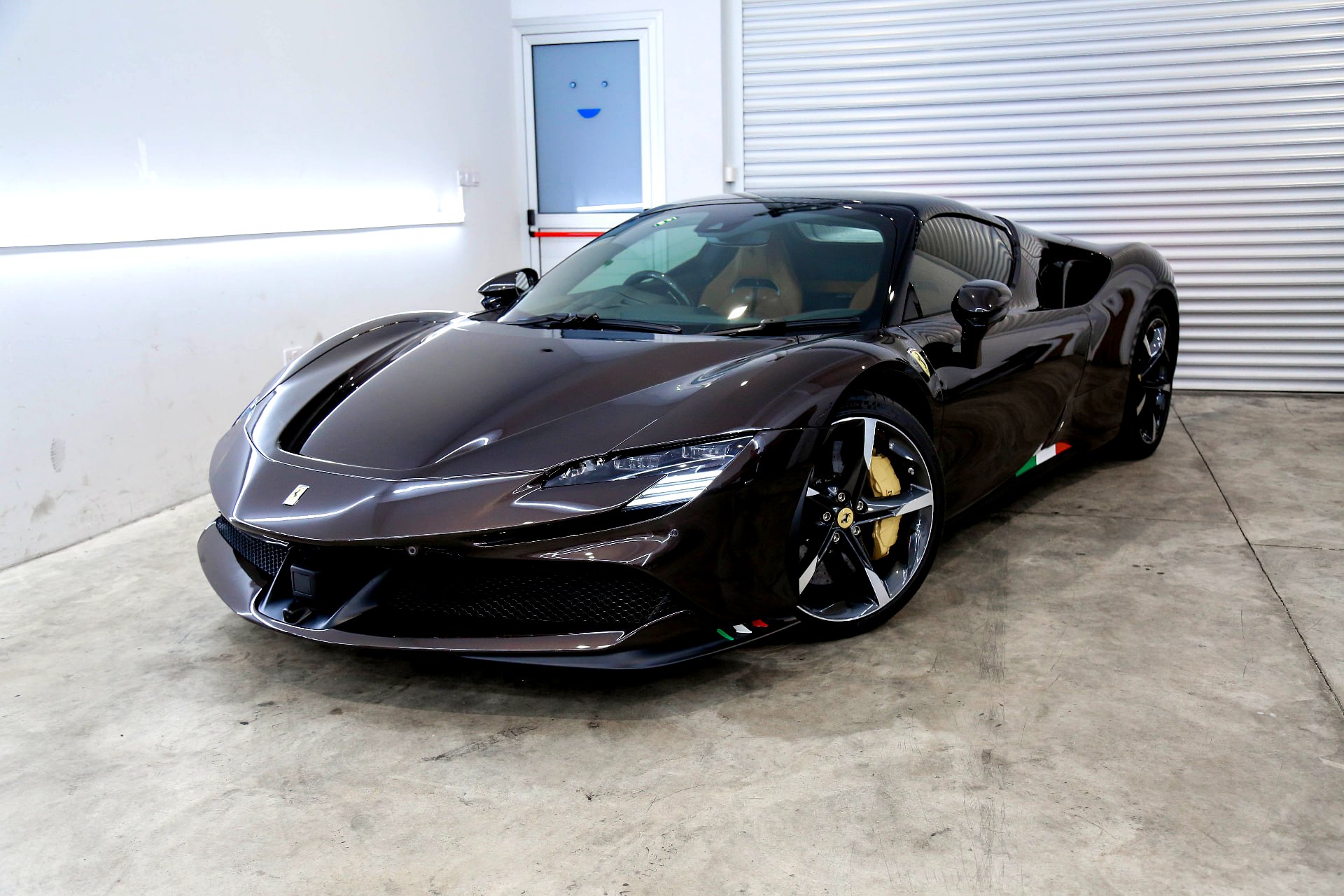 Dark brown Ferrari SF90 wrap by ProWrap Cyprus